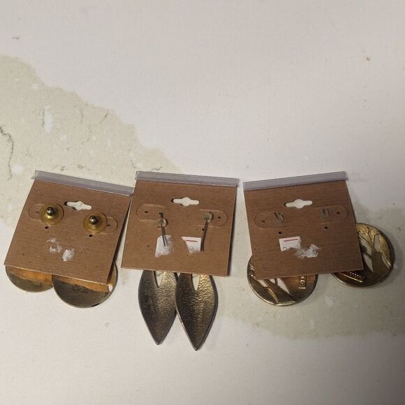 3 piece set of handmade metal abstract stud earrings - Picture 5 of 5